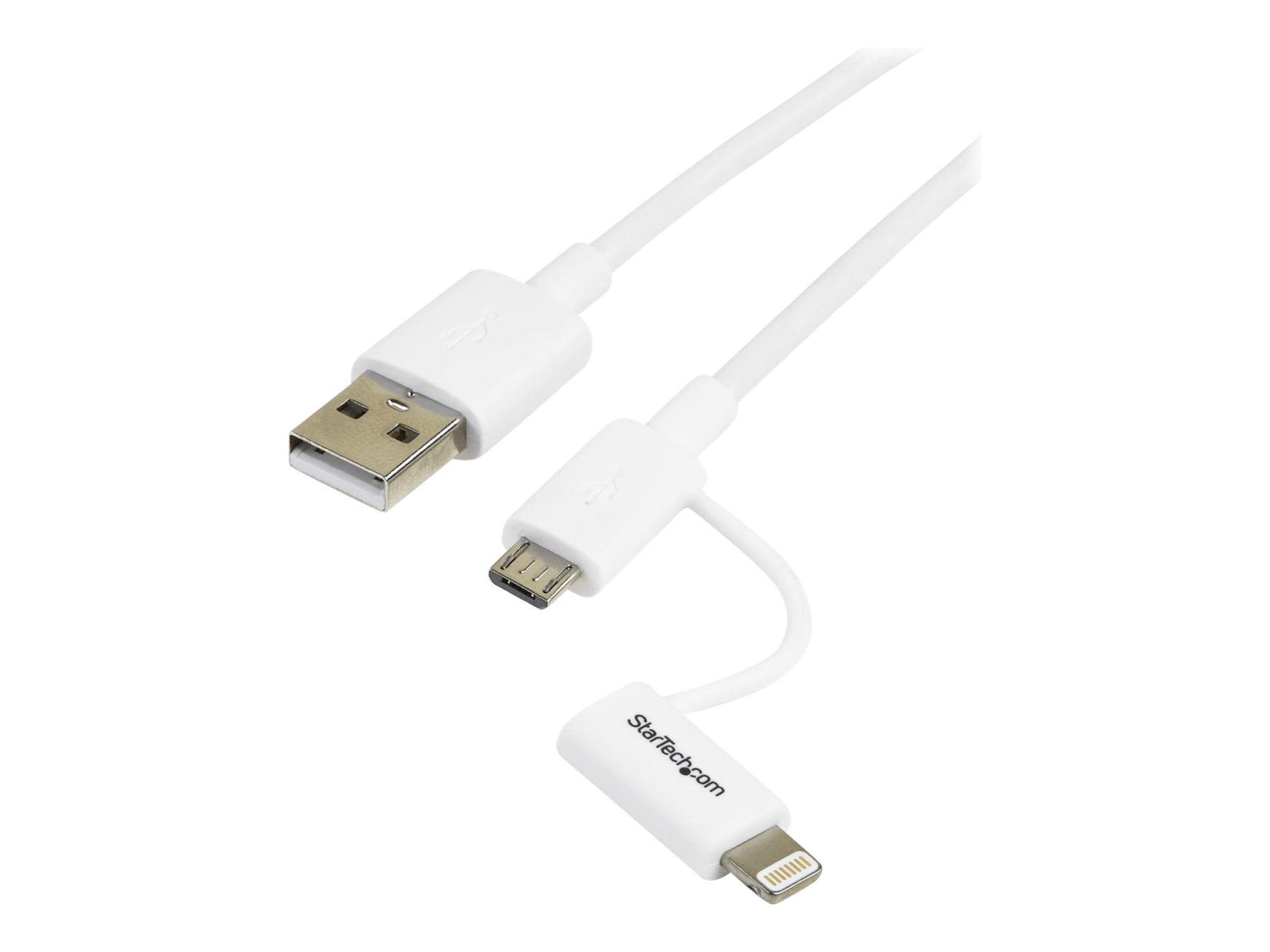 StarTech.com 1m Apple Lightning oder Micro USB auf USB Kabel für iPhone / iPad / iPod - Lade- / Sync-Kabel Apple MiFi Zertifiziert - Weiß - Lade-/Datenkabel - USB (M)