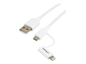 StarTech.com 1m Apple Lightning oder Micro USB auf USB Kabel für iPhone / iPad / iPod - Lade- / Sync-Kabel Apple MiFi Zertifiziert - Weiß - Lade-/Datenkabel - USB (M)