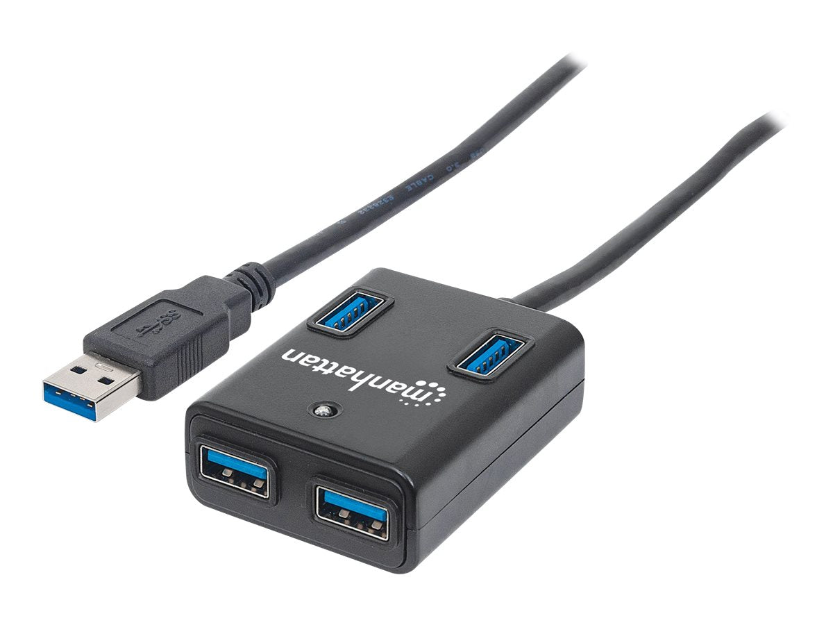 Manhattan USB-A 4-Port Hub, 4x USB-A Ports, 5 Gbps (USB 3.2 Gen1 aka USB 3.0)