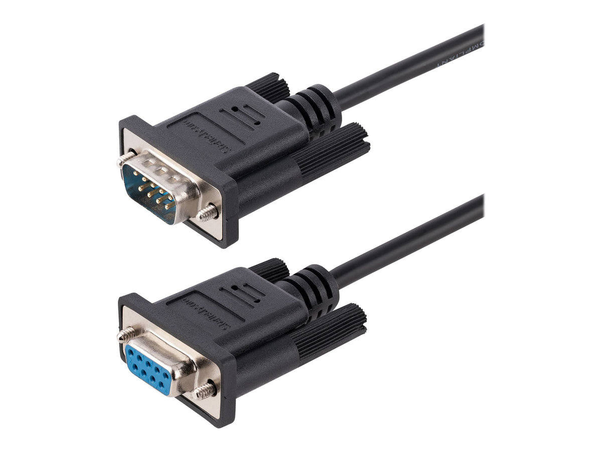 StarTech.com 3m RS232 Serial Null Modem Cable, Crossover Serial Cable w/Al-Mylar Shielding, DB9 Serial COM Port Cable Female to Male, Compatible w/DTE Devices - Tool-Less Design w/Thumbscrews, Black, F/M (9FMNM-3M-RS232-CABLE)