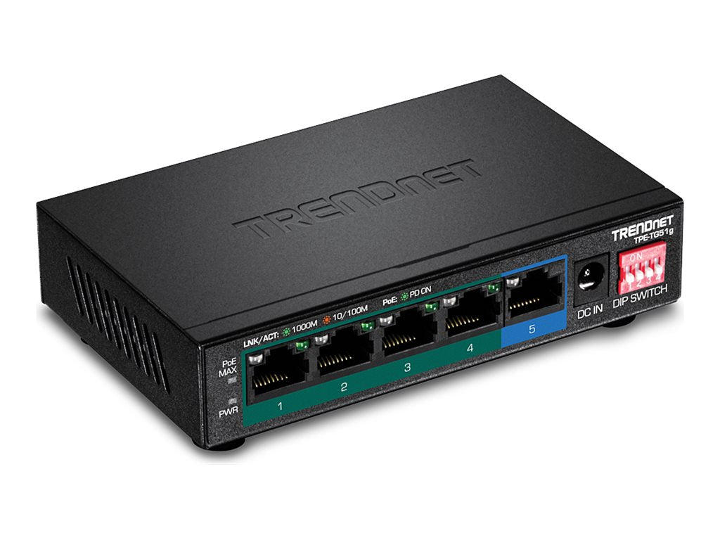 TRENDnet TPE-TG51g - Switch - unmanaged - 4 x 10/100/1000 (PoE+)