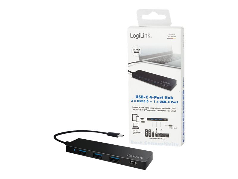 LogiLink Ultra-slim USB-C 3.1 hub - Hub - 3 x SuperSpeed USB 3.0 + 1 x USB-C