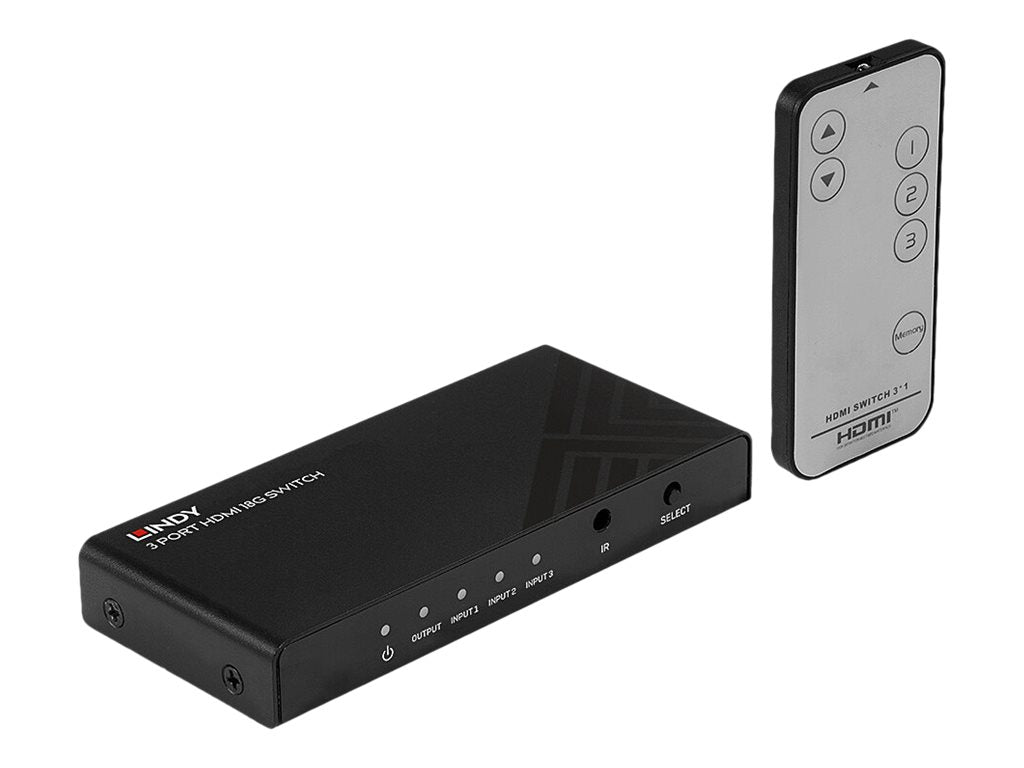 Lindy 3 Port HDMI 18G Switch - Video/Audio-Schalter