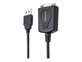 StarTech.com 3ft (1m) USB to Serial Cable with COM Port Retention, DB9 Male RS232 to USB Converter, Straight Through USB to Serial Adapter for PLC/Printer/Scanner