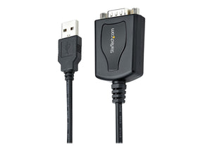 StarTech.com 3ft (1m) USB to Serial Cable with COM Port Retention, DB9 Male RS232 to USB Converter, Straight Through USB to Serial Adapter for PLC/Printer/Scanner