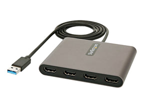 StarTech.com USB 3.0 auf 4x HDMI Adapter - Externe Video- und Grafikkarte - USB Typ-A auf Quad HDMI Display Adapter Dongle - 1080p 60Hz - Multi Monitor USB A auf HDMI Konverter - Windows (USB32HD4)