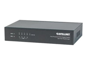 Intellinet 5-Port PoE+ Gigabit Switch mit PoE-Passthrough, 4 x PSE PoE-Ports, 1 x PD PoE-Port, IEEE 802.3at/af Power-over-Ethernet (PoE+/PoE)