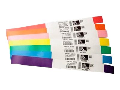 Zebra Z-Band Direct - Polypropylen (PP) - permanenter Acrylklebstoff - perforiert - 6 mil - weiß, Fühlmarke schwarz - 25.4 x 279.4 mm 1200 Stck. (6 Rolle(n)