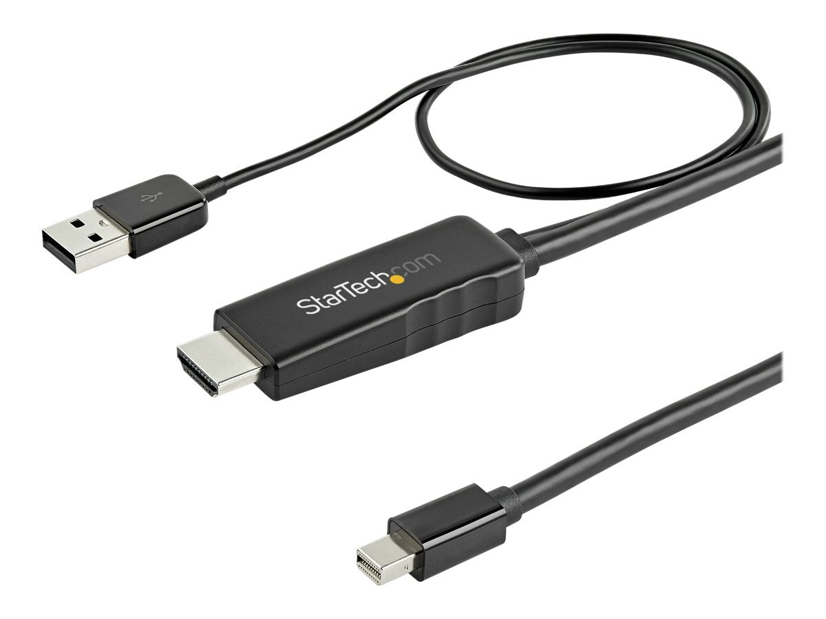 StarTech.com 3ft (1m) HDMI to Mini DisplayPort Cable 4K 30Hz, Active HDMI to mDP Adapter Converter Cable with Audio, USB Powered, Mac & Windows, HDMI Male to mDP Male Video Adapter Cable - HDMI to mDP Converter (HD2MDPMM1M)