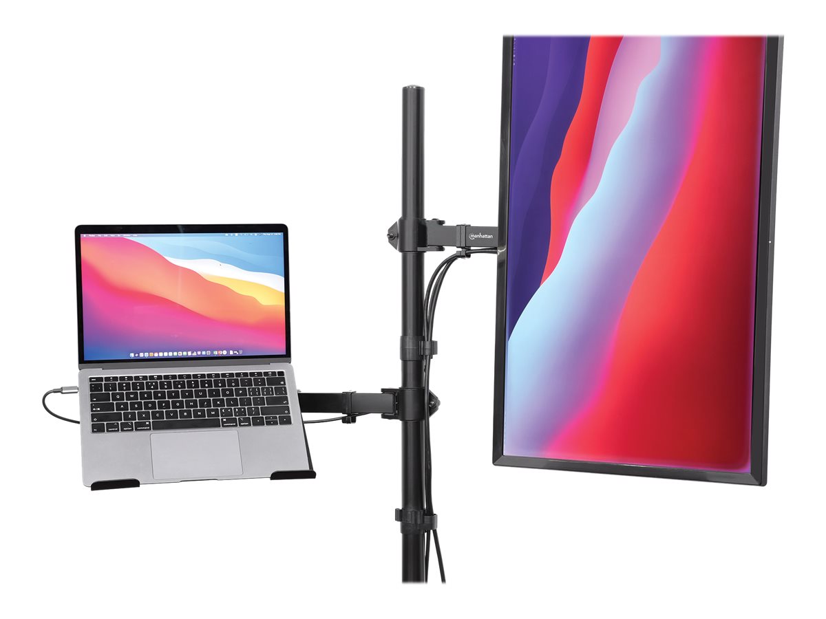 Manhattan TV & Monitor & Laptop Combo Mount, Desk, Full Motion, 1 screen, Screen Sizes: 10-27", Laptop up to 17", Black, Clamp Assembly, VESA 75x75 to 100x100mm, Max 8kg, Lifetime Warranty - Befestigungskit (Tischmontage)