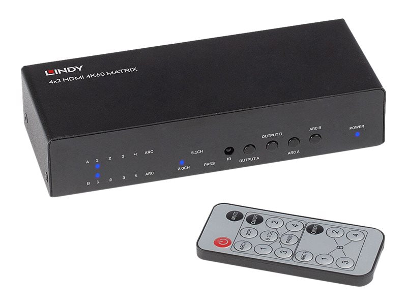 Lindy 4x2 HDMI 2.0 18G Matrix Switch - Video/Audio-Schalter