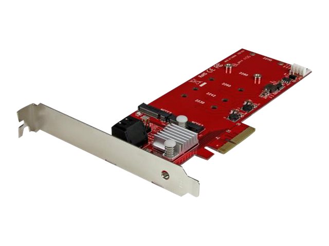 StarTech.com 2x M.2 NGFF SSD RAID Karte plus 2x SATA III Ports - PCIe - 2-fach M.2 RAID Controllerkarte plus zwei SATA Anschlüsse - Speichercontroller (RAID)