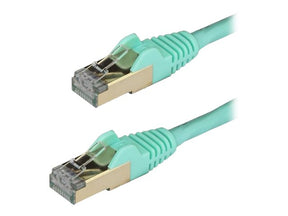 StarTech.com 1.5m CAT6A Ethernet Cable, 10 Gigabit Shielded Snagless RJ45 100W PoE Patch Cord, CAT 6A 10GbE STP Network Cable w/Strain Relief, Aqua, Fluke Tested/UL Certified Wiring/TIA - Category 6A - 26AWG (6ASPAT150CMAQ)