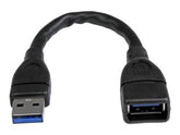 StarTech.com 15cm USB 3.0 Verlängerungskabel - USB 3 Typ A Kabel Verlängerung - Stecker/ Buchse - Schwarz - USB-Verlängerungskabel - USB Typ A (W)