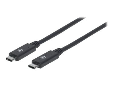 Manhattan USB-C to USB-C Cable, 1m, Male to Male, Black, 10 Gbps (USB 3.2 Gen2 aka USB 3.1)