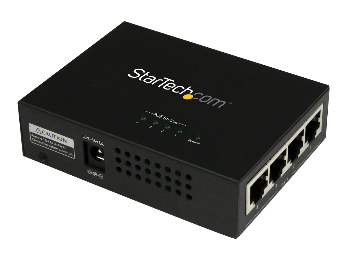 StarTech.com 4 Port Gigabit midspan - PoE+ Injektor