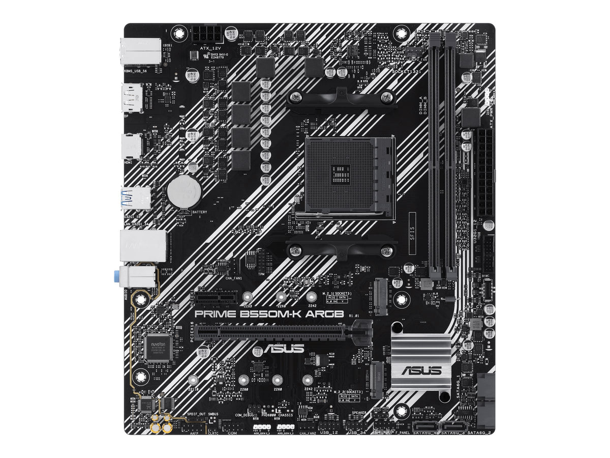 ASUS PRIME B550M-K ARGB - Motherboard - micro ATX - Socket AM4 - AMD B550 Chipsatz - USB 3.2 Gen 1 - Gigabit LAN - Onboard-Grafik (CPU erforderlich)