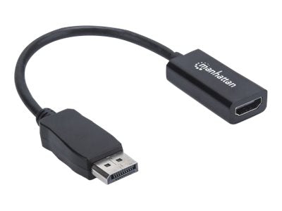 Manhattan DisplayPort 1.1 to HDMI Adapter Cable, 1080p@60Hz, Male to Female, Black, DP With Latch, Not Bi-Directional, Three Year Warranty, Polybag