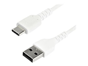 StarTech.com 1m USB-A auf USB-C Ladekabel - Dauerhaftes USB 2.0 auf USB Typ-C Datenübertragungs- und Schnellladekabel - Robuster TPE-Mantel Aramidfaser, M/M, 3A - Weiß (RUSB2AC1MW)