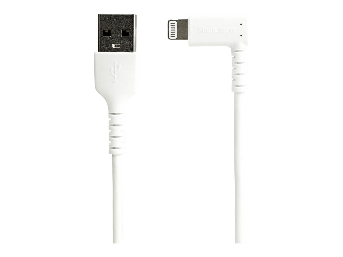 StarTech.com 1m USB-A auf Lightning-Kabel - 90° rechtwinkliges USB Typ-A auf Ladekabel - Synchronisationskabel - Apple MFi-zertifiziert iPad/iPhone 12 - Weiß (RUSBLTMM1MWR)