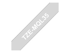 Brother TZe-MQL35 - Matt - Weiß auf Hellgrau - Rolle (1,2 cm x 5 m)