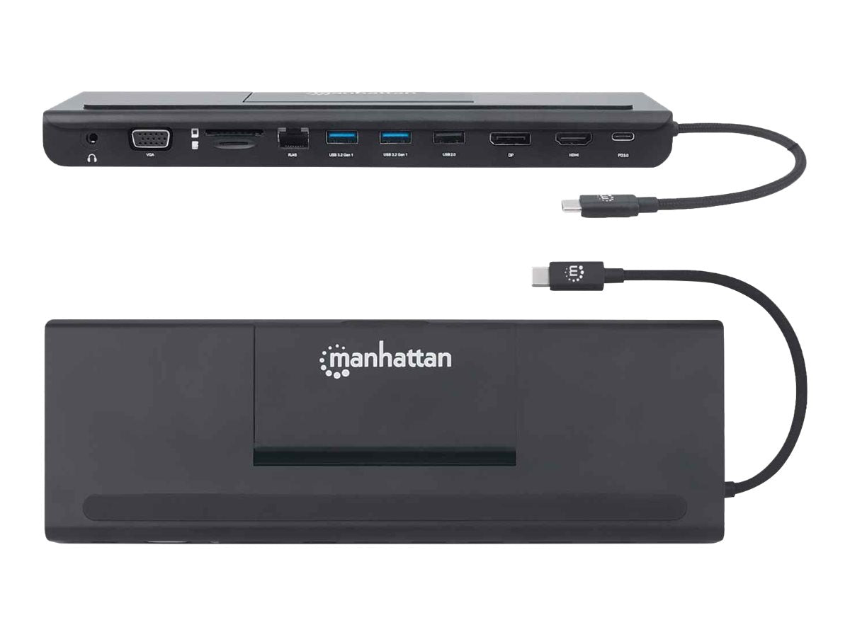 Manhattan USB-C Dock/Hub with Card Reader and MST, Ports (x9):