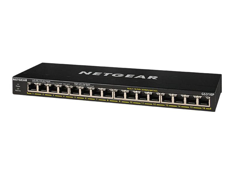 Netgear GS316P - Switch - unmanaged - 16 x 10/100/1000 (PoE+)