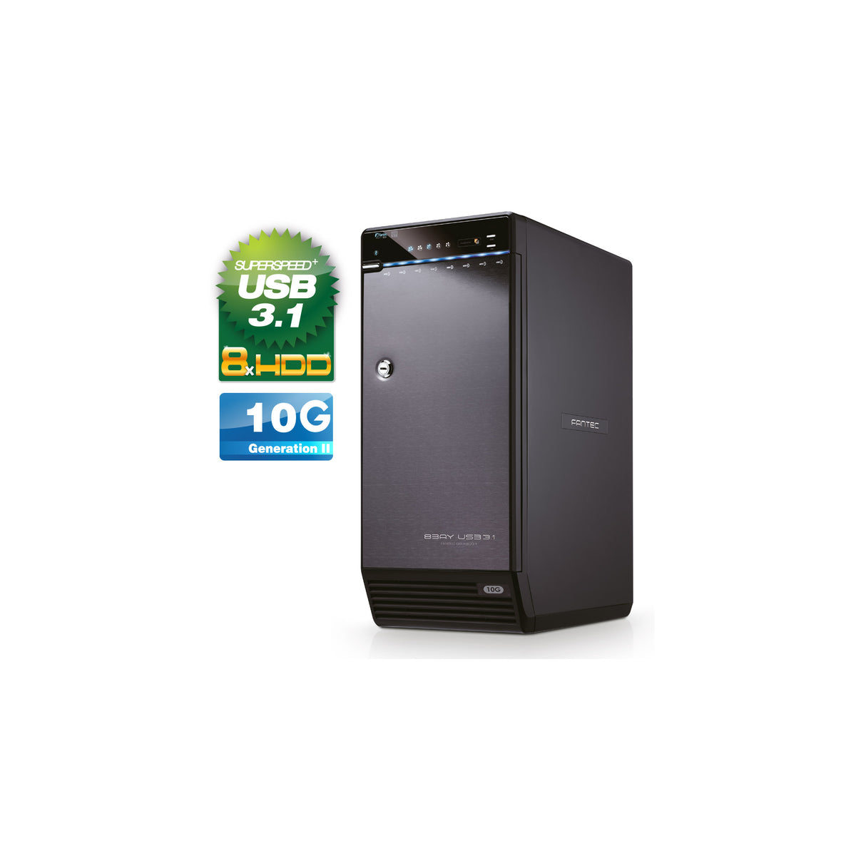 FANTEC QB-X8U31 8x 3.5" HDD Festplattengehäuse USB 3.1 - HDD-Wechselrahmen - 3,5"