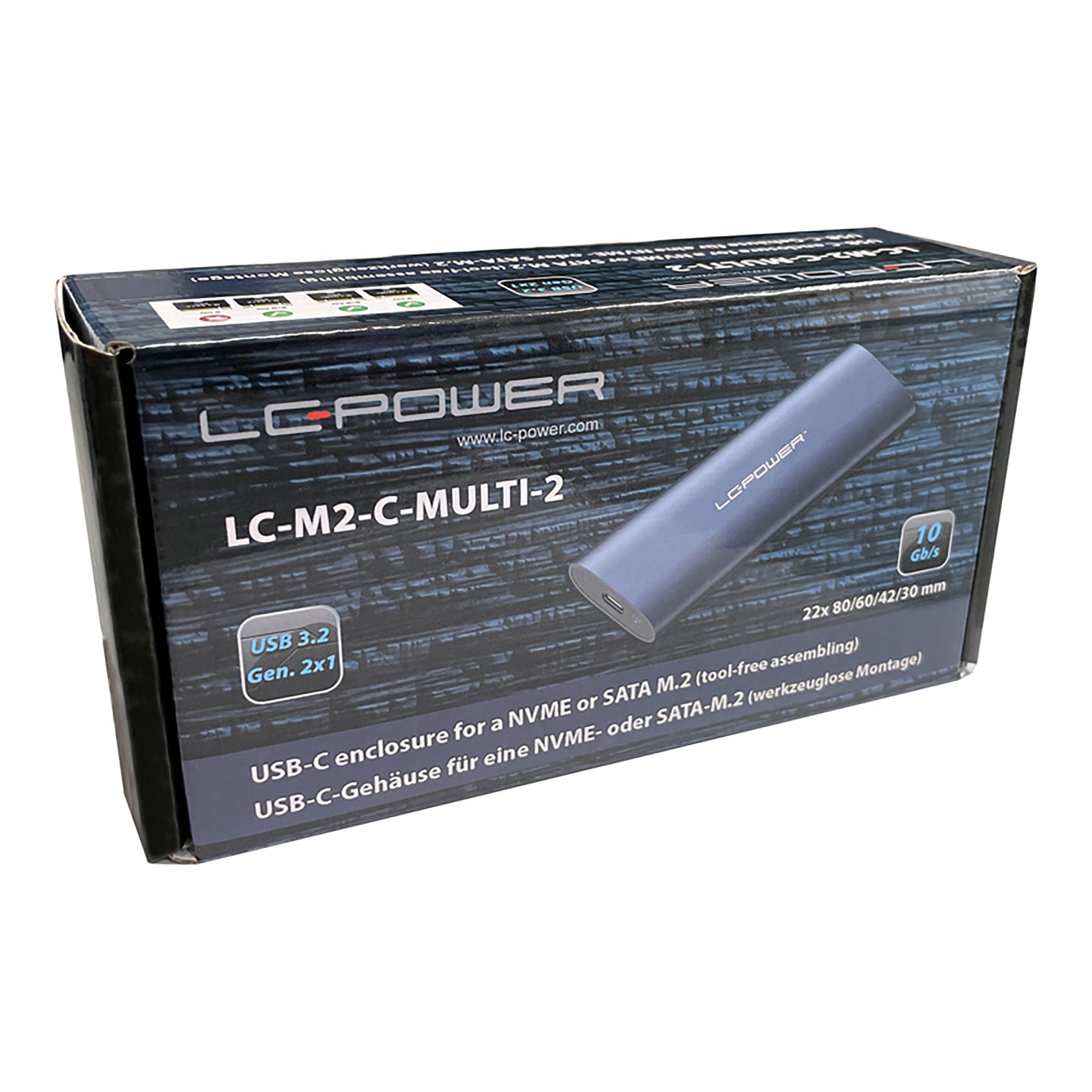 LC-Power LC-M2-C-MULTI-2 - Speichergehäuse - M.2 - M.2 Card (PCIe NVMe & SATA)