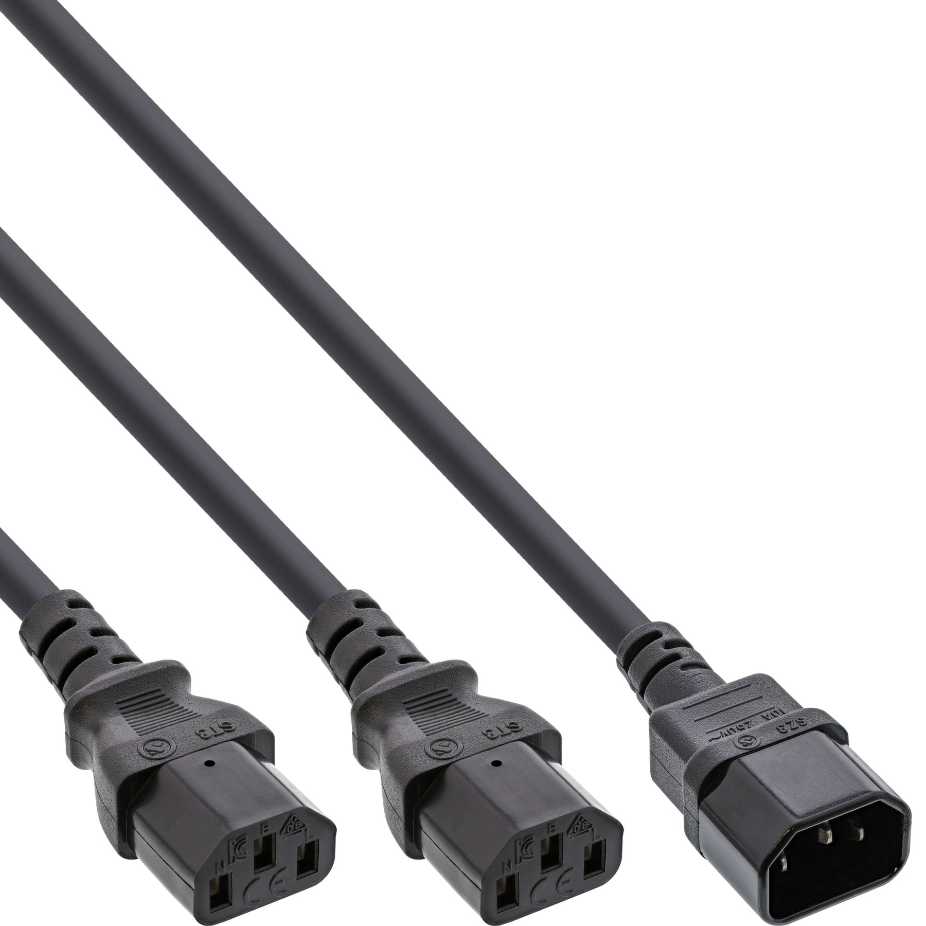 InLine Netz-Y-Kabel - Kaltgeräte - 1x IEC-C14 auf 2x IEC-C13 - 1m