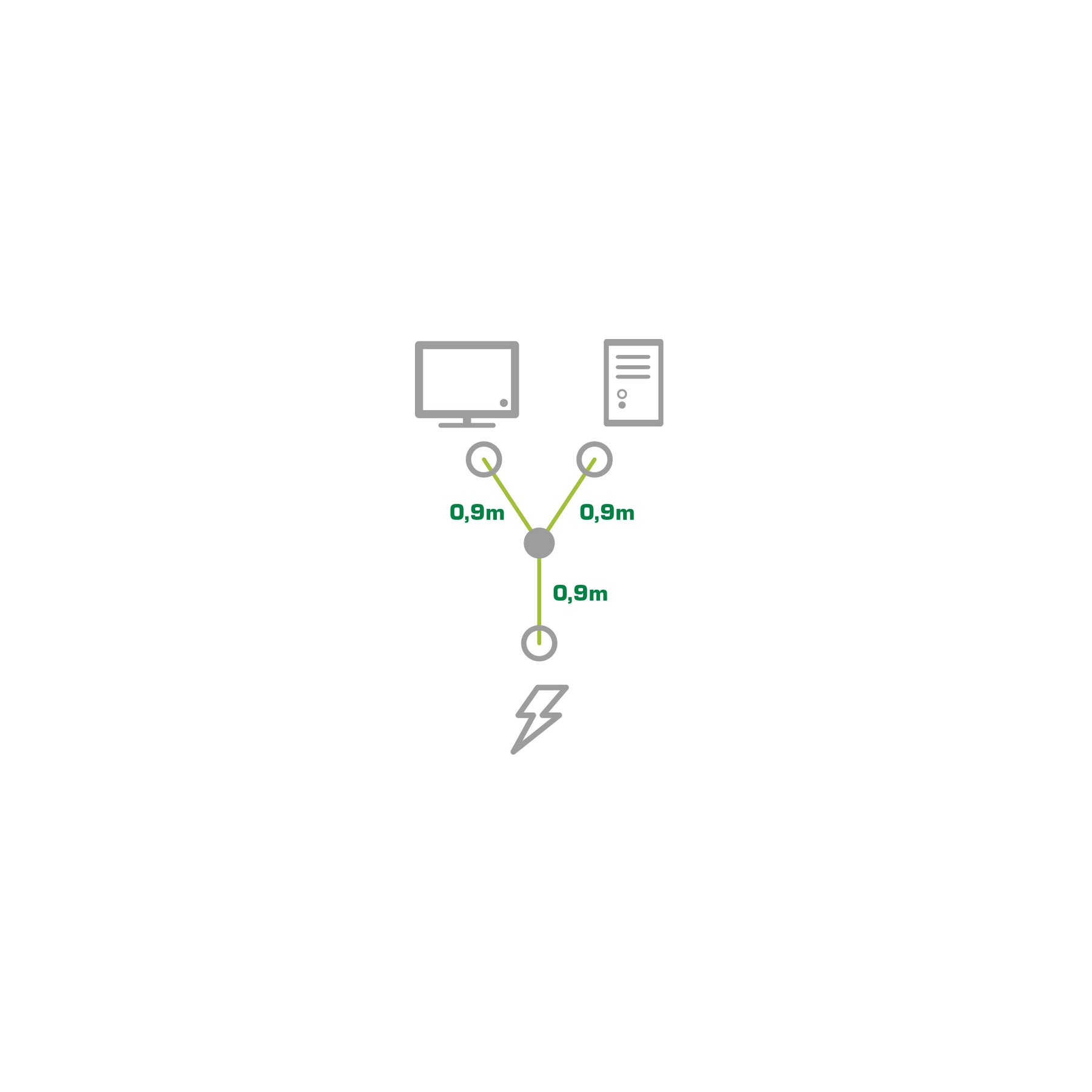 InLine Netz-Y-Kabel - Kaltgeräte - 1x IEC-C14 auf 2x IEC-C13 - 1m