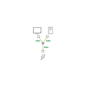 InLine Netz-Y-Kabel - Kaltgeräte - 1x IEC-C14 auf 2x IEC-C13 - 1m