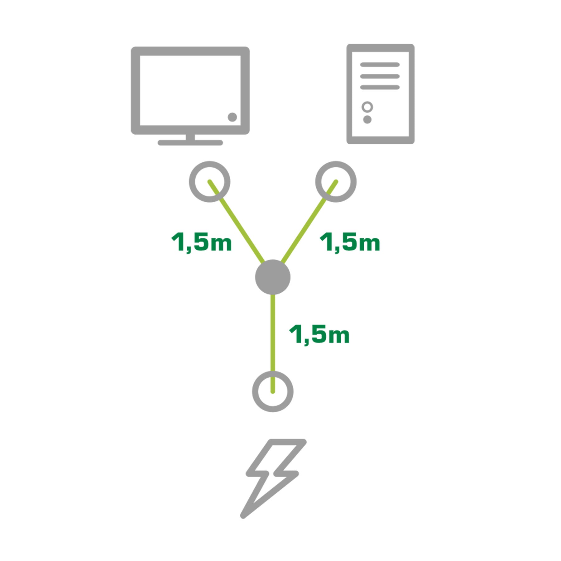 InLine Netz-Y-Kabel - 1x Schutzkontakt ST zu 2x Kaltgeräte ST - 1,8m