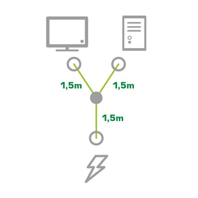 InLine Netz-Y-Kabel - 1x Schutzkontakt ST zu 2x Kaltgeräte ST - 1,8m