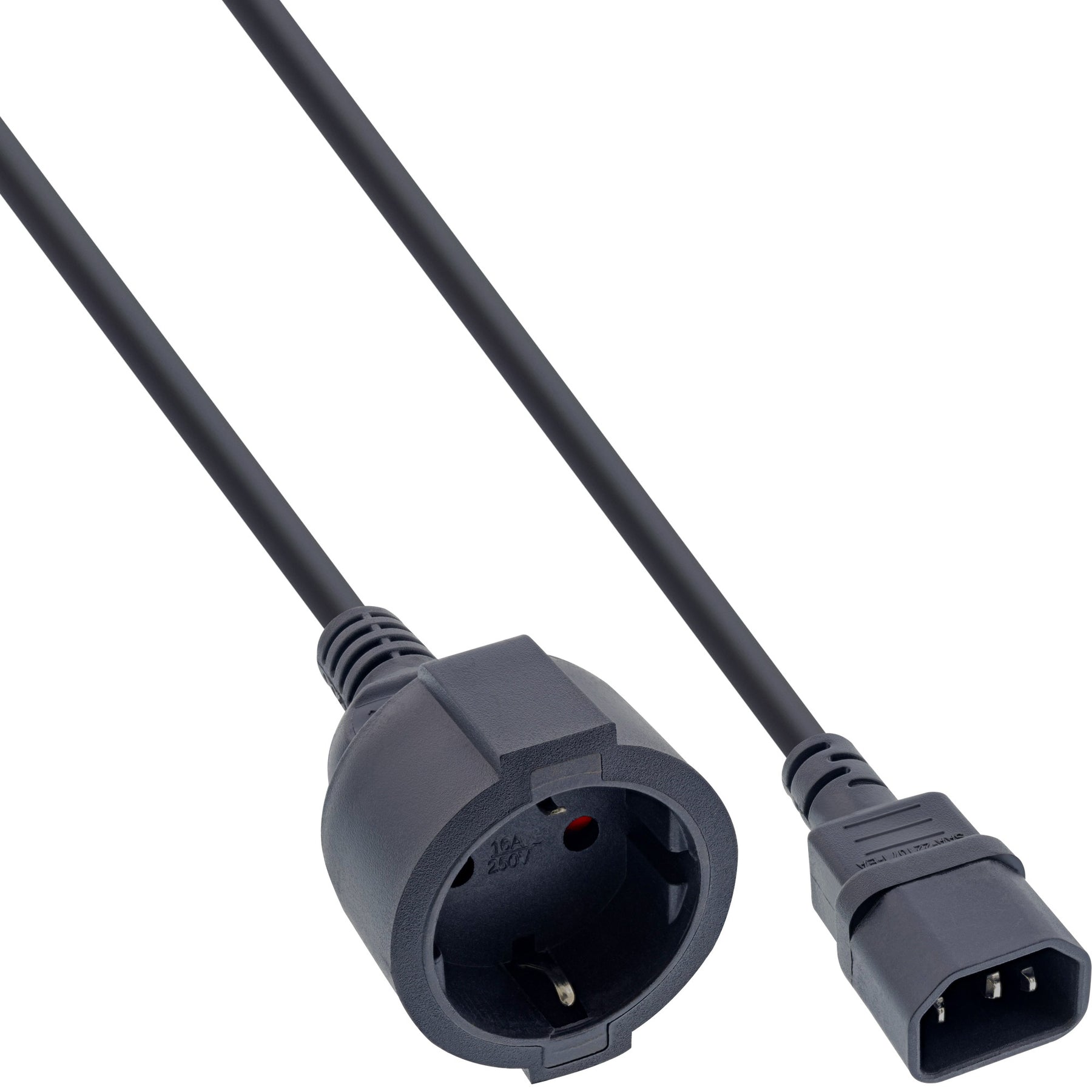 InLine Netz Adapter Kabel - Kaltgeräte C14 auf Schutzkontakt Buchse - 1m