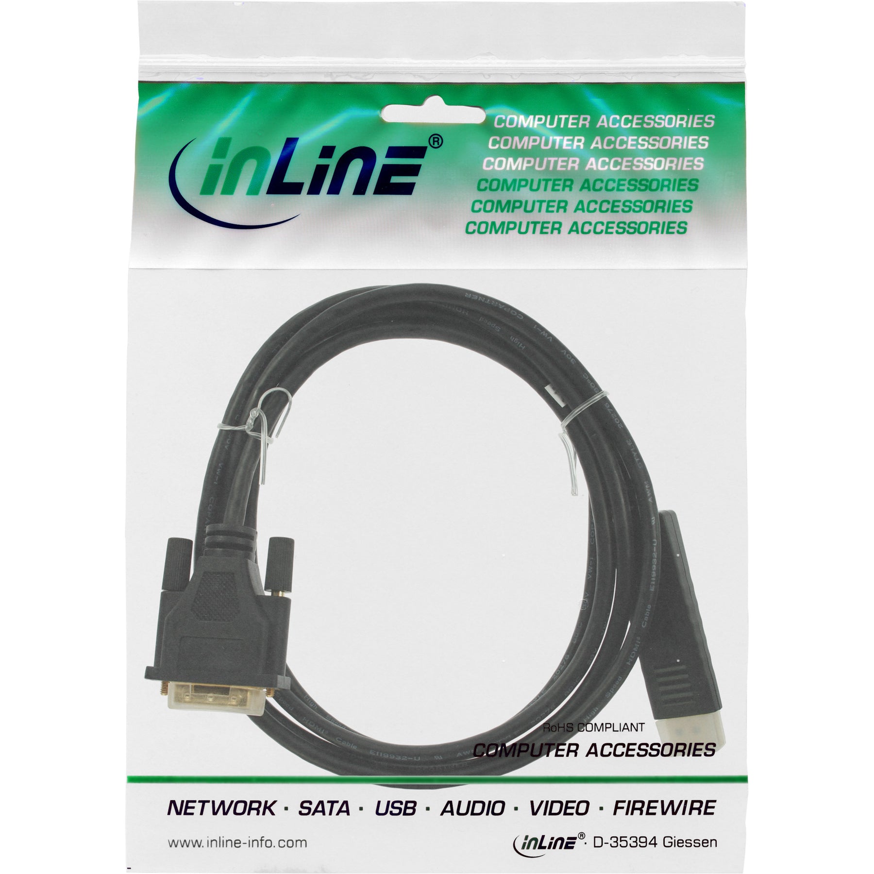 InLine DisplayPort zu DVI Konverter Kabel - schwarz - 1m