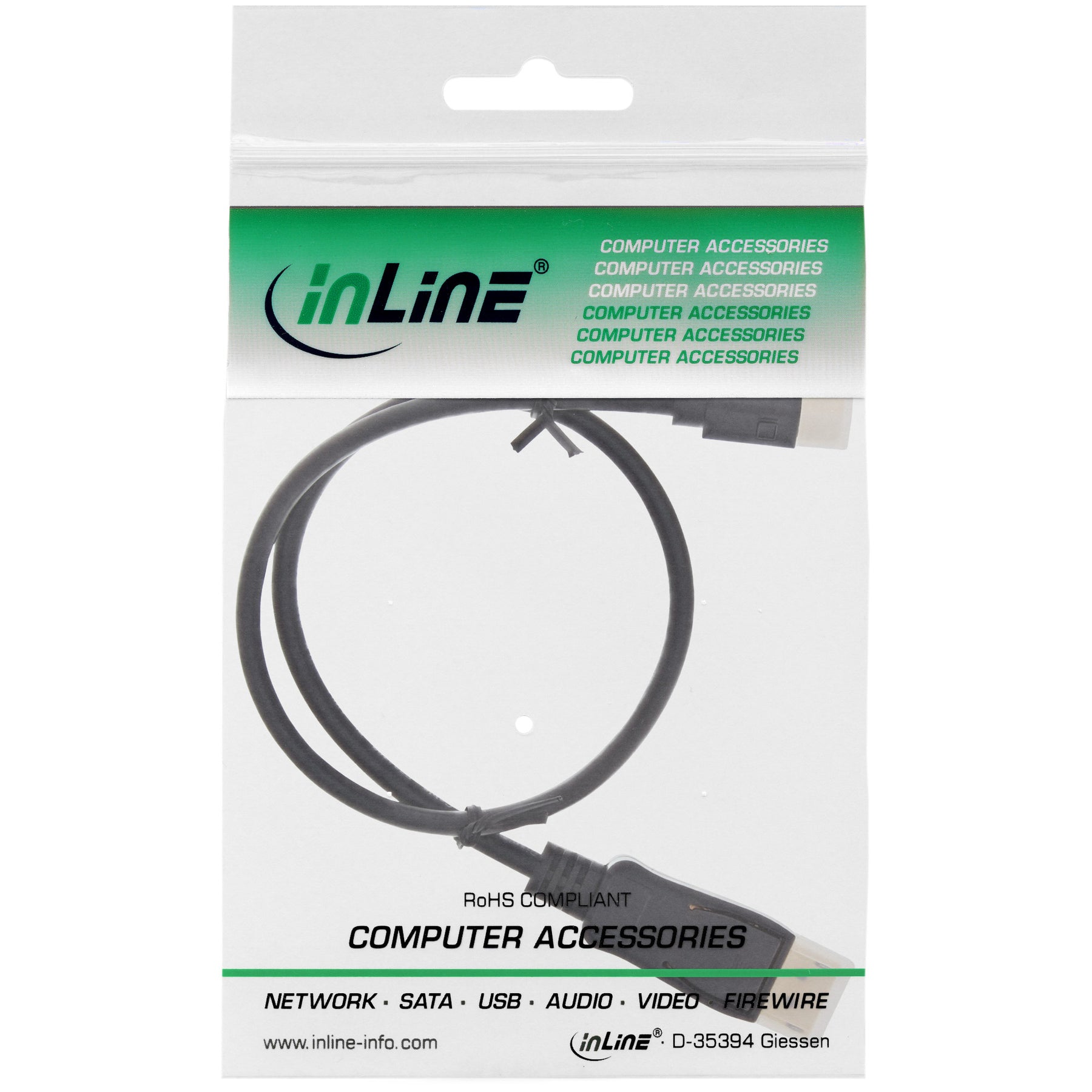 InLine Mini DisplayPort zu DisplayPort Kabel - schwarz - 0,5m