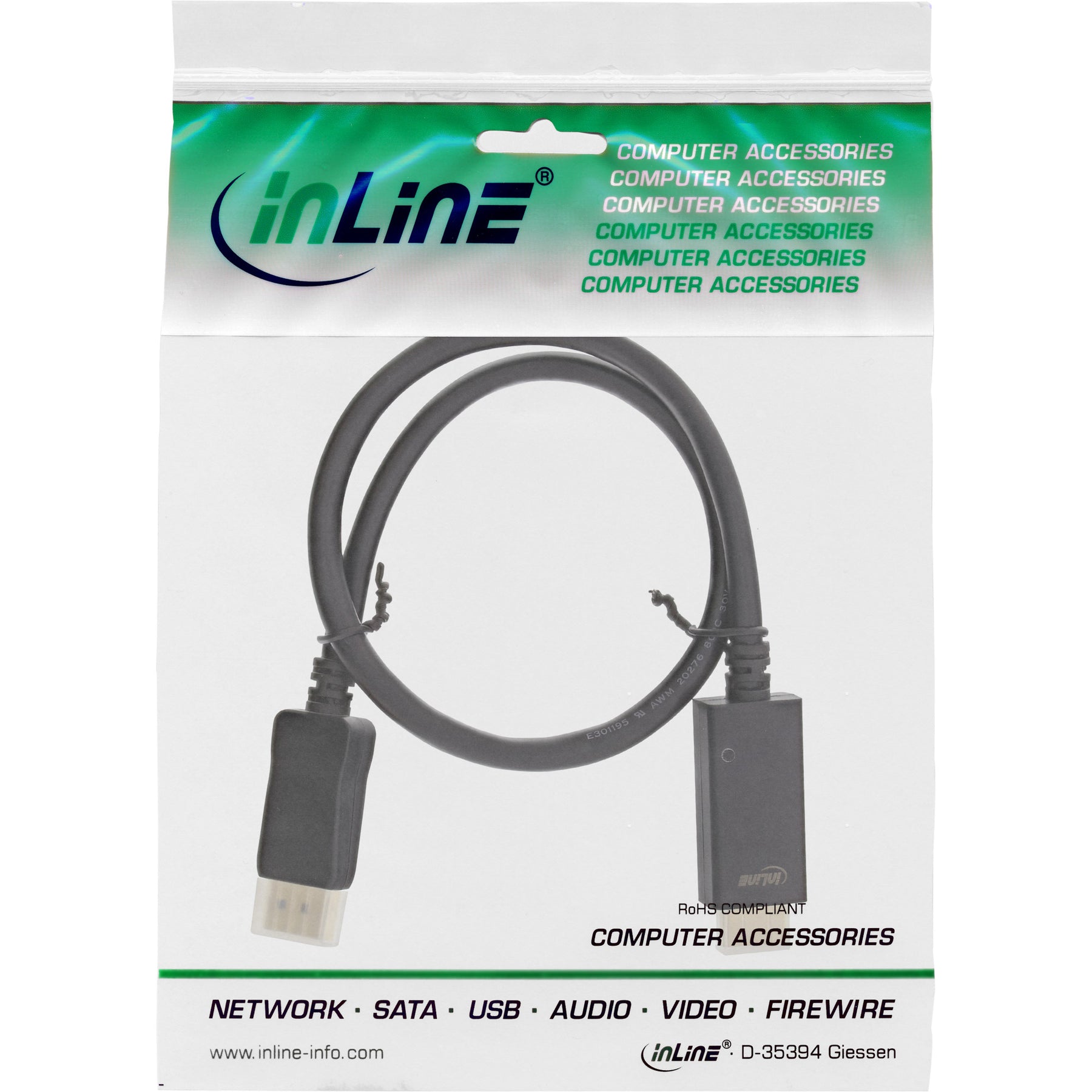 InLine DisplayPort zu HDMI Konverter Kabel - 4K/60Hz - schwarz - 1m