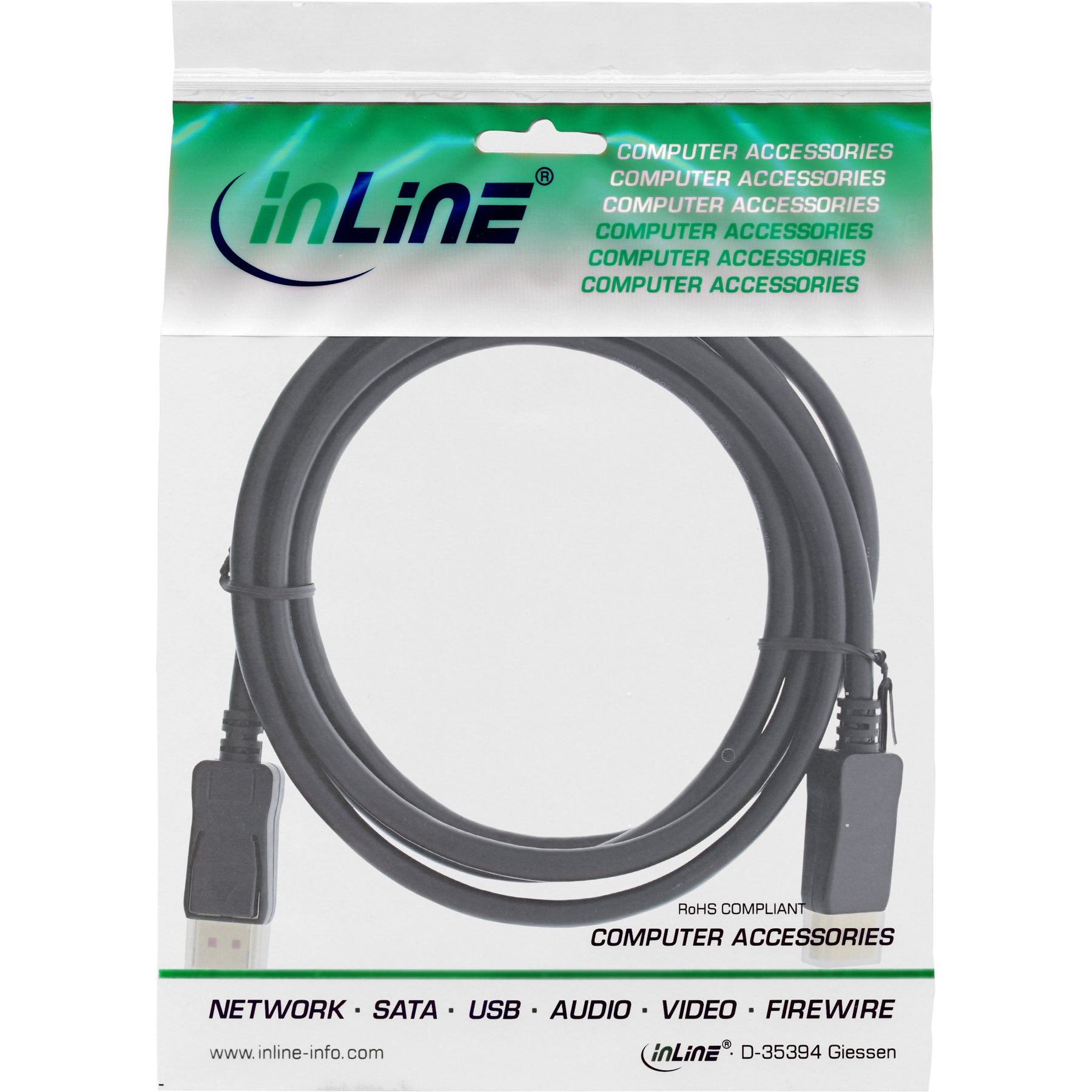 InLine DisplayPort 1.4 Kabel - 8K4K - schwarz - vergoldete Kontakte - 0,5m