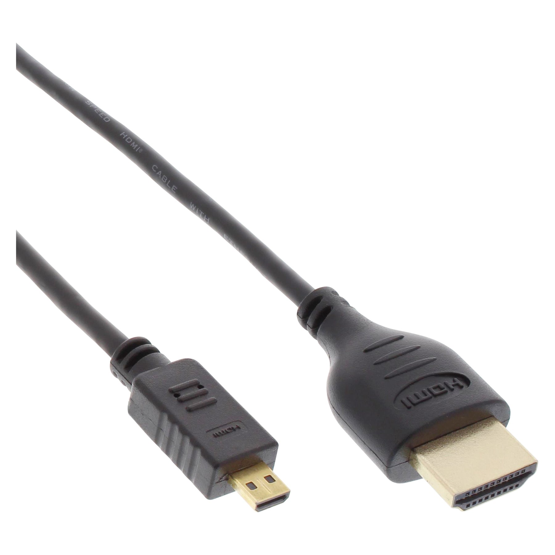 InLine HDMI Superslim Kabel A an D - HS mit Eth. - Premium - schwarz / gold - 1,8m