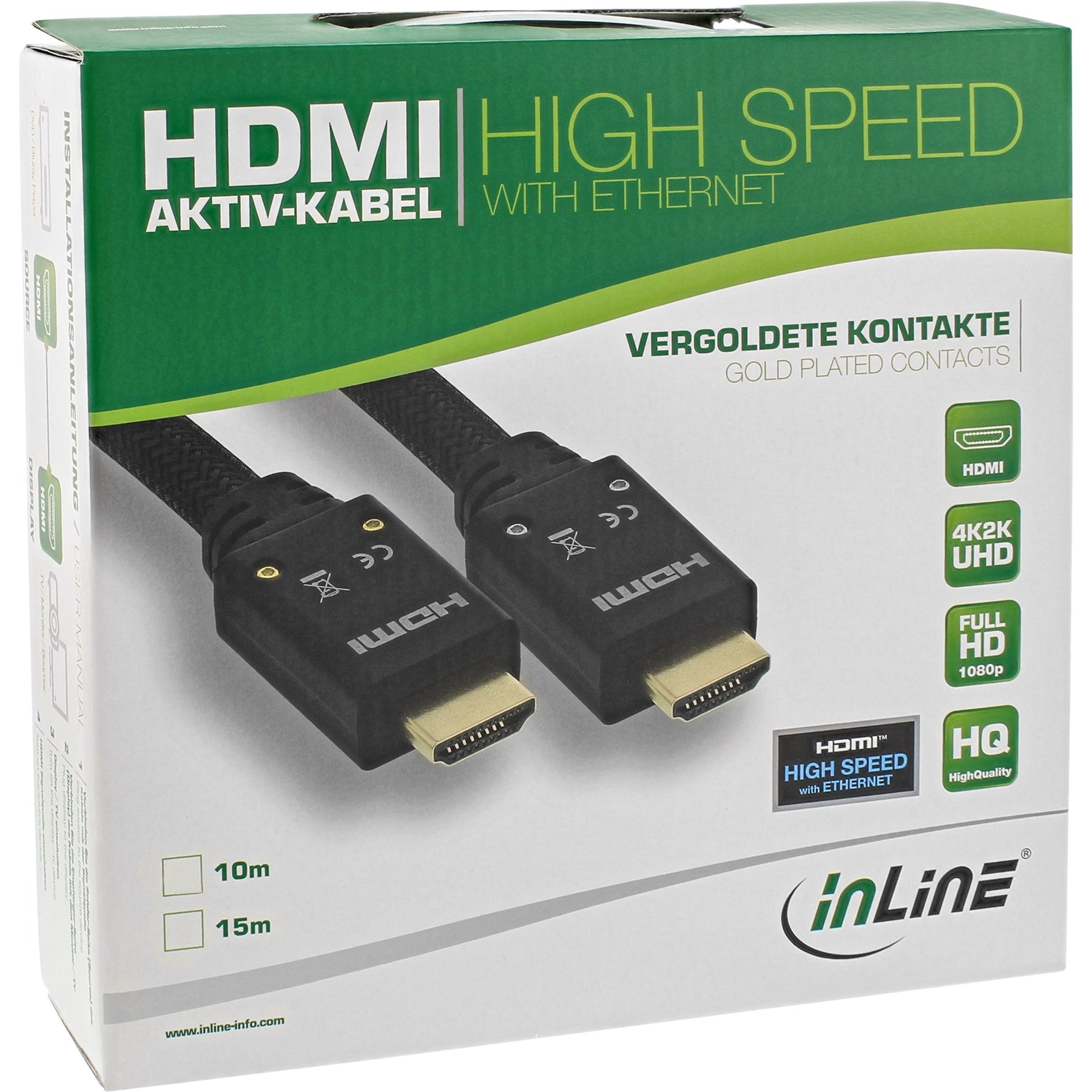 InLine HDMI Aktiv-Kabel - HDMI-High Speed mit Ethernet - 4K2K - ST/ST - 10m