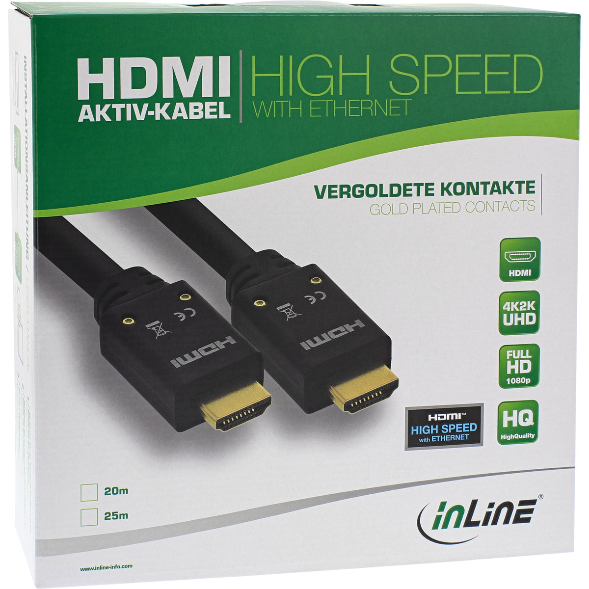 InLine HDMI Aktiv-Kabel - HDMI-High Speed mit Ethernet - 4K2K - ST/ST - 15m