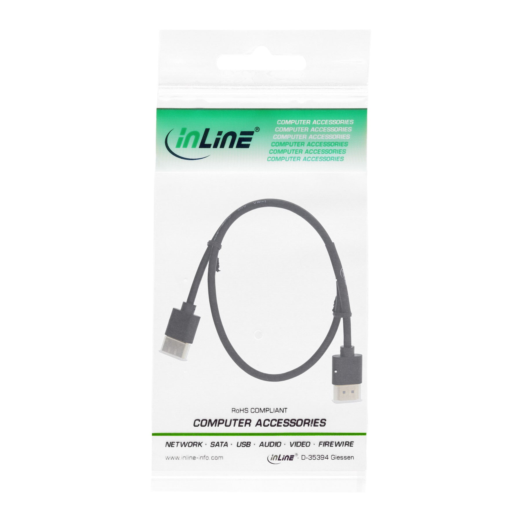 InLine HDMI Superslim Kabel A an A - HS mit Eth. - Premium - schwarz / gold - 1,8m