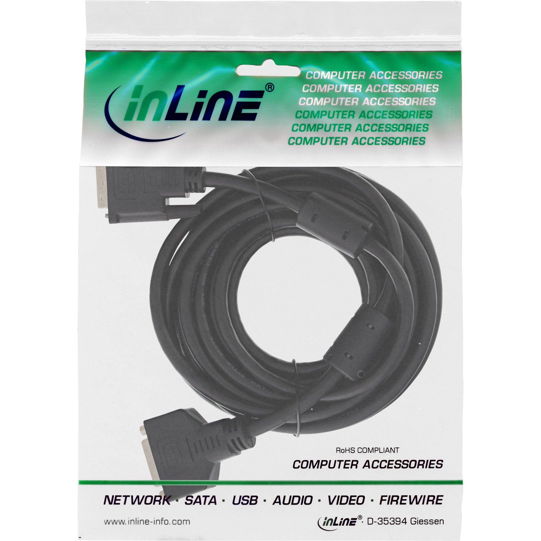 InLine DVI-D Verlängerung - Dual Link 24+1 ST auf 24+1 BU - 2 Ferrite - 2m