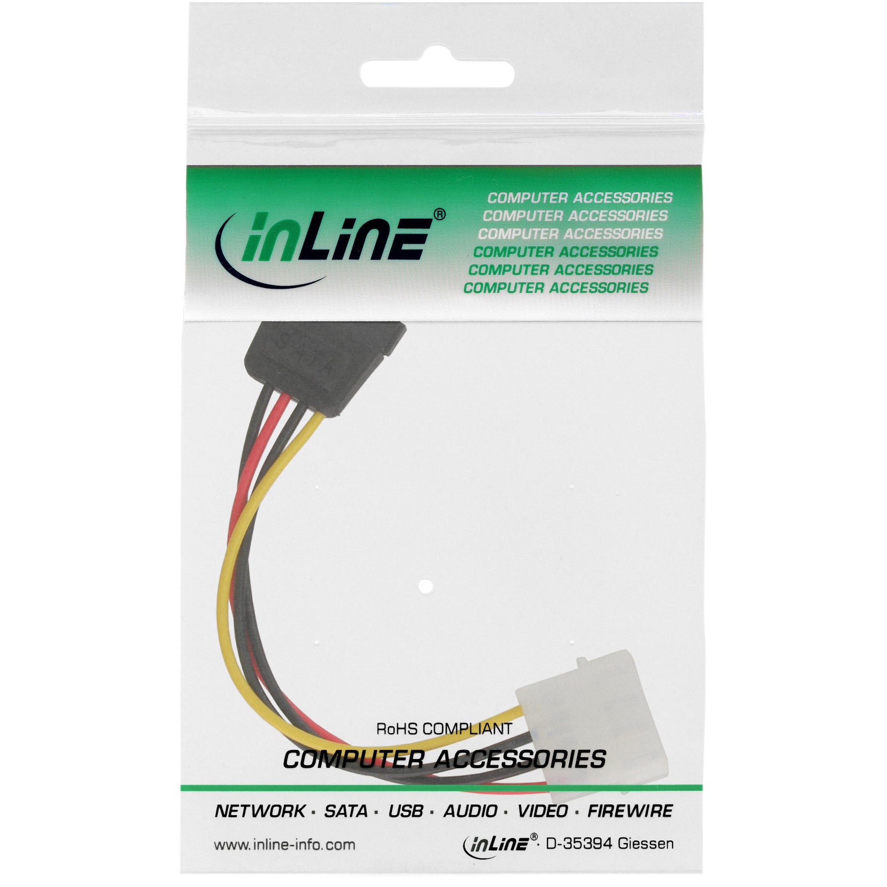 InLine SATA Stromadapterkabel - 1x 13,34cm (5,25") BU an 15pol SATA ST - 0,15m