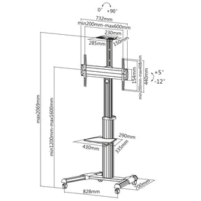 InLine TV-Wagen - höhenverstellbar - für LED-TV 37"-70" (94-178cm) - max. 50kg