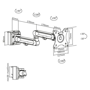 InLine Slatwall Monitorhalterung lang - weiß