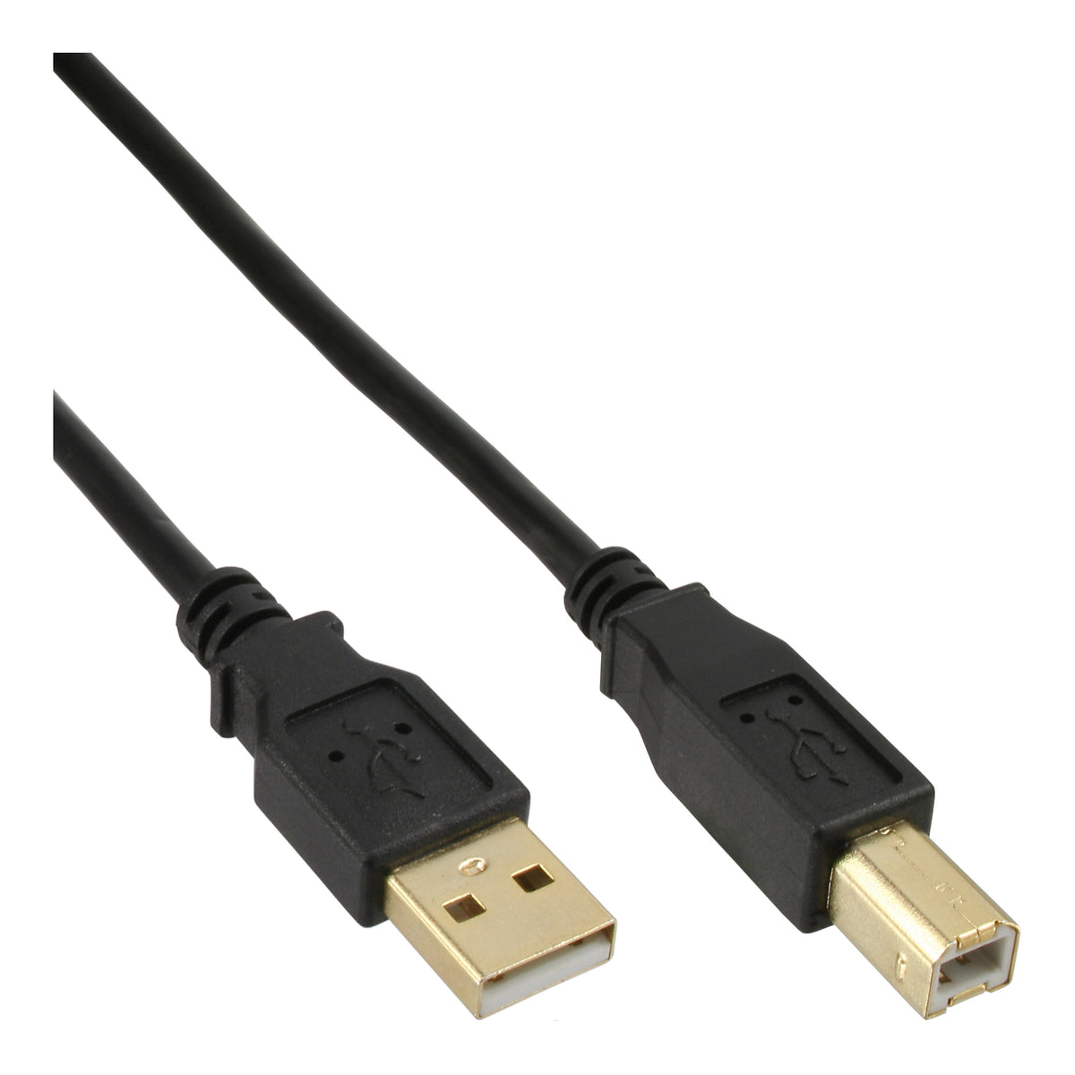 InLine USB 2.0 Kabel - A an B - schwarz - Kontakte gold - 0,3m