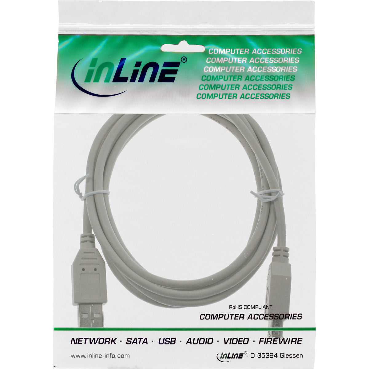 InLine USB 2.0 Verlängerung - Stecker / Buchse - Typ A - beige/grau - 5m