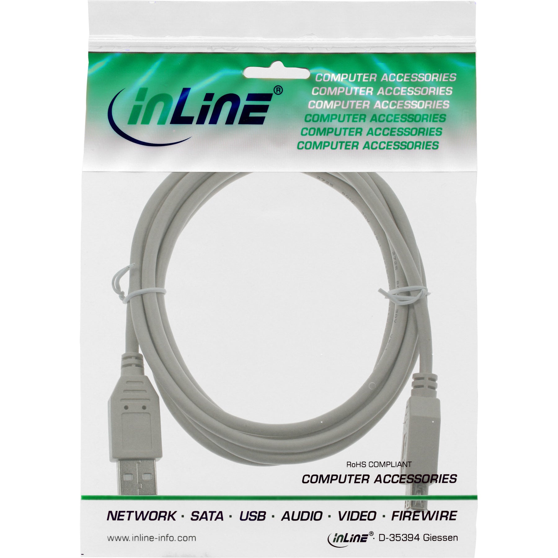 InLine USB 2.0 Verlängerung - Stecker / Buchse - Typ A - beige/grau - 1m